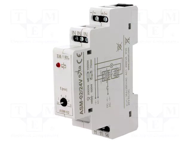 Staircase timer; for DIN rail mounting; 24VAC; 24VDC; SPST-NO ZAMEL ASM-02/24V