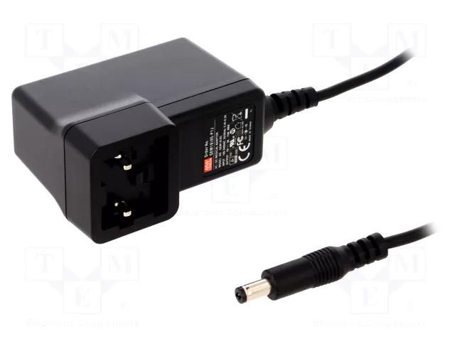 Power supply: switching; mains,plug-in; 5VDC; 3A; 15W; Out: 5,5/2,1 MEAN WELL GEM18I05-P1J