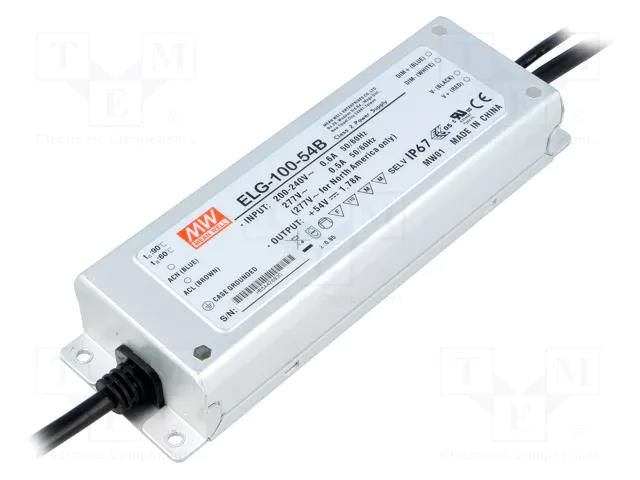 Power supply: switching; LED; 96W; 54VDC; 1.78A; 180÷295VAC; IP67 MEAN WELL ELG-100-54B