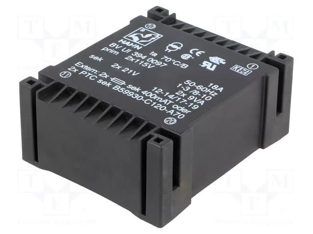Transformer: encapsulated; 18VA; 115VACx2; 21V; 21V; 428mA; 428mA HAHN BVUI3940097