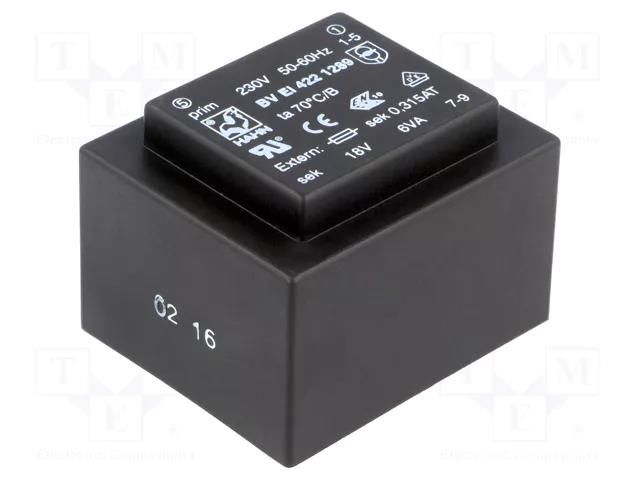 Transformer: encapsulated; 6VA; 230VAC; 18V; 333mA; PCB; BVEI HAHN BVEI4221289