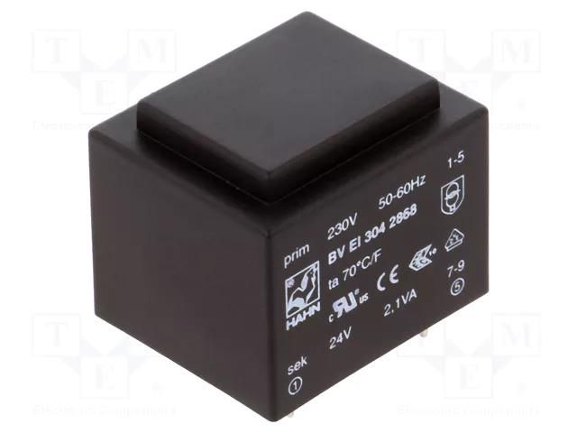 Transformer: encapsulated; 2.1VA; 230VAC; 24V; 88mA; PCB; BVEI HAHN BVEI3042868