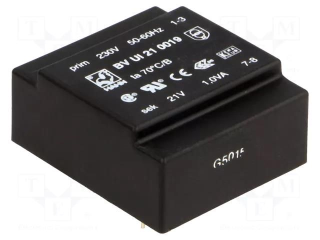 Transformer: encapsulated; 1VA; 230VAC; 21V; 47mA; PCB; BVUI HAHN BVUI210019