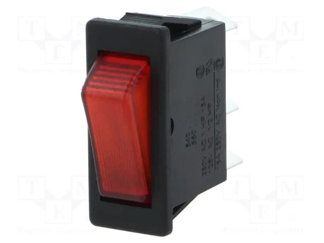 ROCKER; SPST; Pos: 2; ON-OFF; 16A/250VAC; red; neon lamp; 5500; 250V BULGIN AE-C5503ALNAB