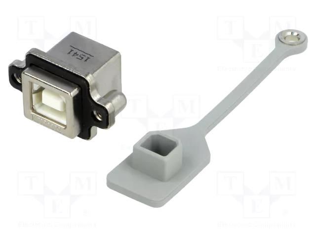 Connector: USB B; socket; MUSB; for panel mounting,screw; THT AMPHENOL COMMUNICATIONS SOLUTIONS MUSB-D111-M1