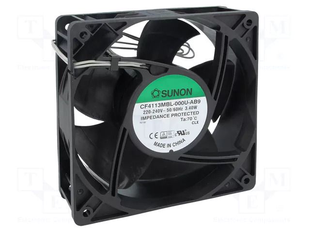 Fan: EC; axial; 230VAC; 120x120x38mm; 153.08m3/h; 40.2dBA; ball SUNON CF4113MBL-AB9