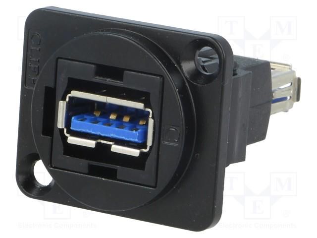 Coupler; USB A socket,both sides; FT; USB 3.0; metal; 19x24mm CLIFF CP30205NMB