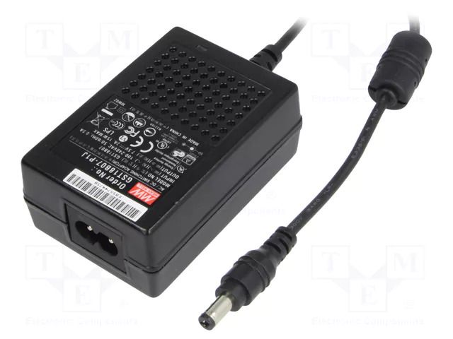 Power supply: switching; 18VDC; 1A; Out: 5,5/2,1; 18W; 85÷264VAC MEAN WELL GST18B18-P1J