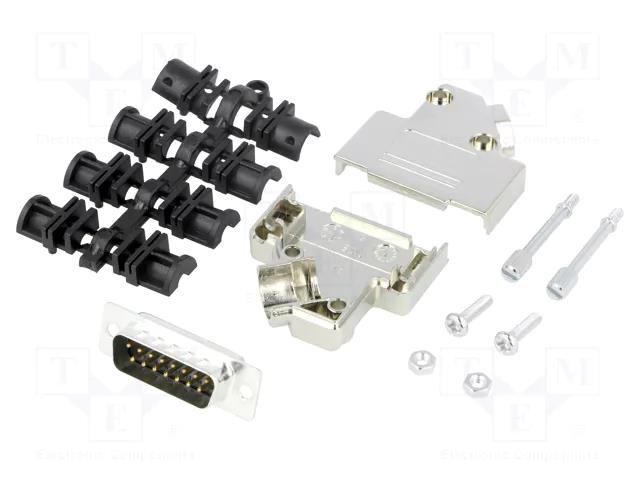 Connector: D-Sub; PIN: 15; plug; male; angled 45°; soldering MH CONNECTORS MHD45PK15-DB15PK