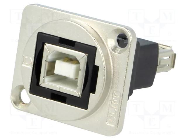 Adapter; USB A socket,USB B socket; FT; USB 2.0; metal; 19x24mm CLIFF CP30207NM