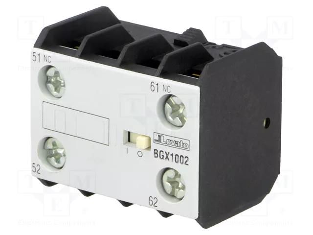 Auxiliary contacts; Leads: screw terminals; front; BG LOVATO ELECTRIC 11BGX1002