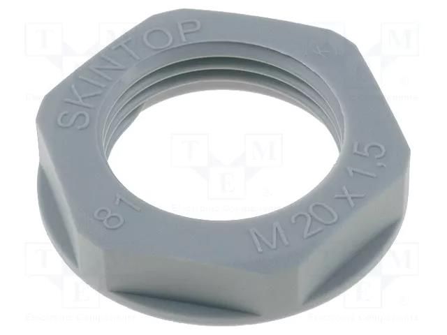 Nut; M20; polyamide; UL94V-2; 27mm; grey; Thread: metric; Pitch: 1.5 LAPP SKINTOP-N20G