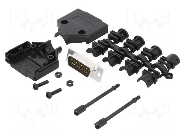 Connector: D-Sub; PIN: 15; plug; male; straight; soldering MH CONNECTORS MHDTPPK15-DB15PK