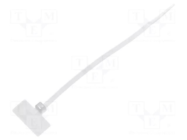 Cable tie; with label; L: 110mm; W: 2.5mm; natural; polyamide; 80N BM GROUP BMT11125