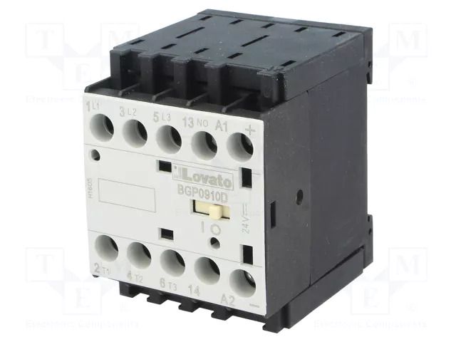 Contactor: 3-pole; NO x3; Auxiliary contacts: NO; 24VDC; 9A; BG LOVATO ELECTRIC 11BGP0910D024