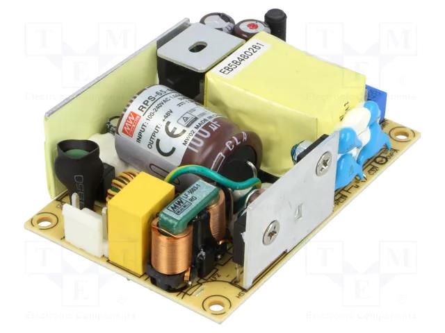 Power supply: switching; open; 65.3W; 80÷264VAC; OUT: 1; Uout: 48VDC MEAN WELL RPS-65-48