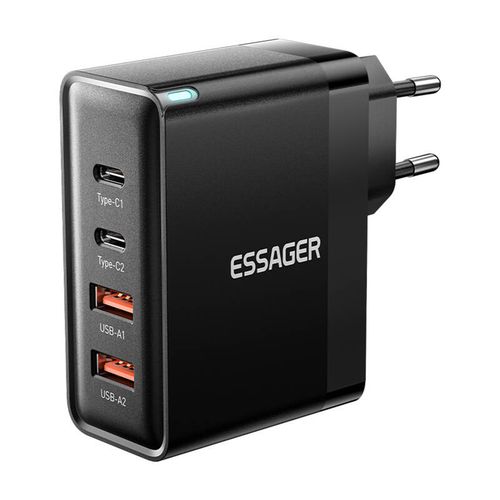 Wall charger, Essager, ECT2CA-QYB01-Z, 2xUSB-C, 2xUSB-A, 100W (black), Essager ECT2CA-QYB01-Z