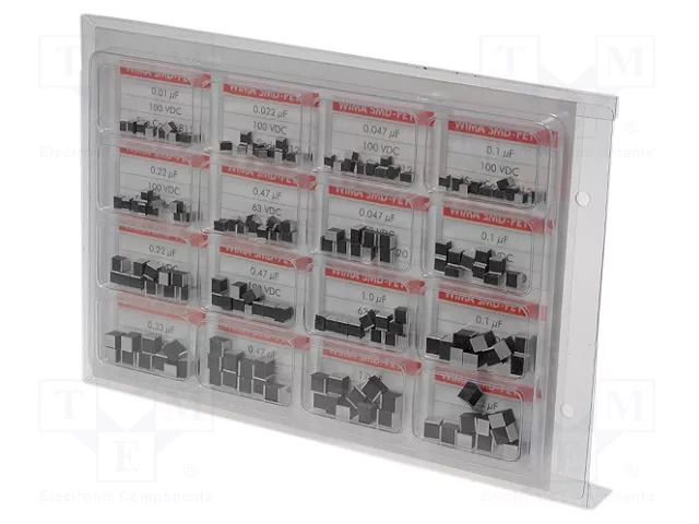 Capacitors-kit; SMD; No.of val: 16; 10nF÷2.2uF; 160pcs. WIMA SMD-PET-KIT1