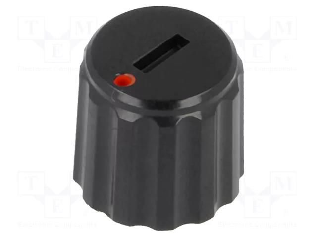 Knob; miniature; plastic; Øshaft: 6mm; Ø11x10mm; black; push-in SR PASSIVES GC6M-11X10