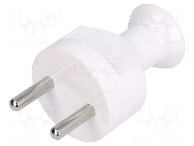 Connector: AC supply; male; plug; 2P; 230VAC; 16A; Type: round; white PLASTROL WT-21/WH