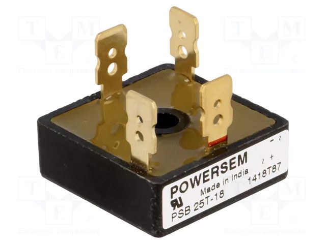 Bridge rectifier: single-phase; Urmax: 1.8kV; If: 21A; Ifsm: 360A POWERSEM PSB25T/18