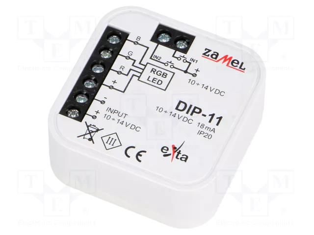 RGB controller; flush mount; 10÷14VDC; IP20; -10÷55°C; 60mW; Ch: 3 ZAMEL DIP-11