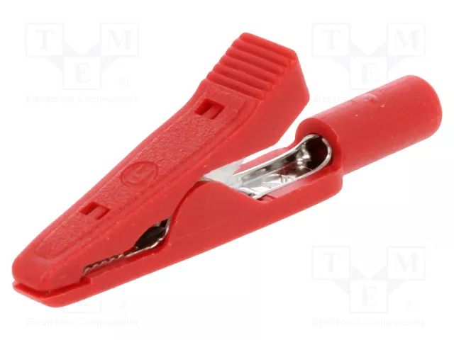 Crocodile clip; 70VDC; red; Socket size: 2mm; Jaw capacity: 7mm BEHA-AMPROBE TL390450