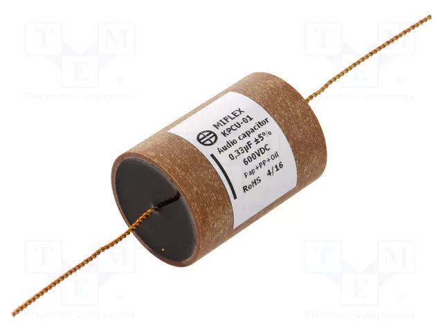 Capacitor: copper-polypropylene-paper; 0.33uF; 600VDC; ±5%; THT MIFLEX KPCU01-0.33U/600