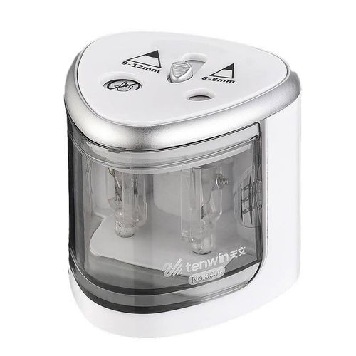 Double Hole Pencil Sharpener Tenwin 8004-1 Battery (silver), Tenwin TW8004-1