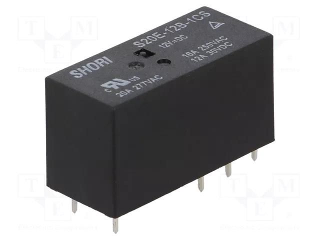 Relay: electromagnetic; SPDT; Ucoil: 12VDC; Icontacts max: 20A; S20 SHORI ELECTRIC S20E-12B-1CS