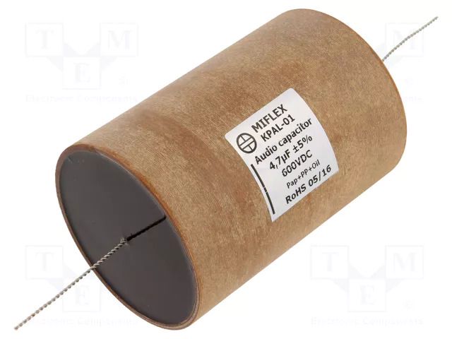 Capacitor: aluminum-polypropylene-paper; 4.7uF; 600VDC; ±5%; THT MIFLEX KPAL01-4.7U/600