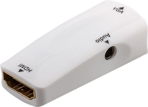 Standard Compact HDMI™/VGA-Adapter Incl. Audio, gold-plated, white - HDMI™ female (Type A) > VGA female (15-pin) + 3.5 mm female (3-pin, stereo) 44794