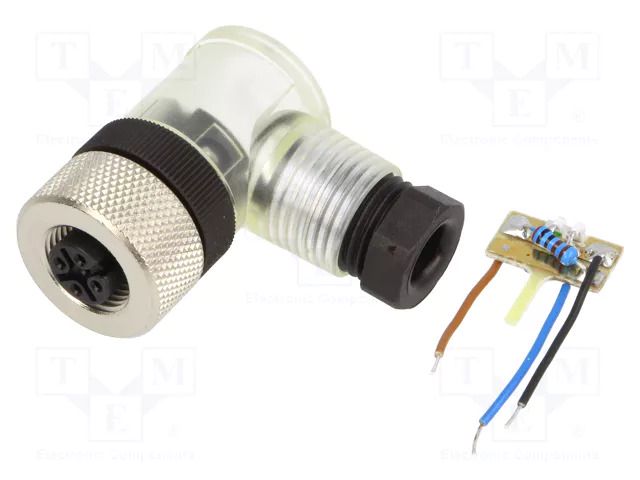 Connector: M12; plug; PIN: 4; female; 30V; angled 90°; IP68; 4A; 4÷6mm IFM ELECTRONIC E11510