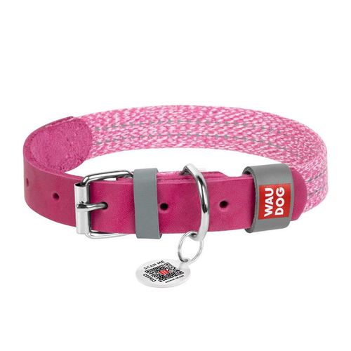 Classic Dog collar with QR code Waudog size M pink, Waudog 58927