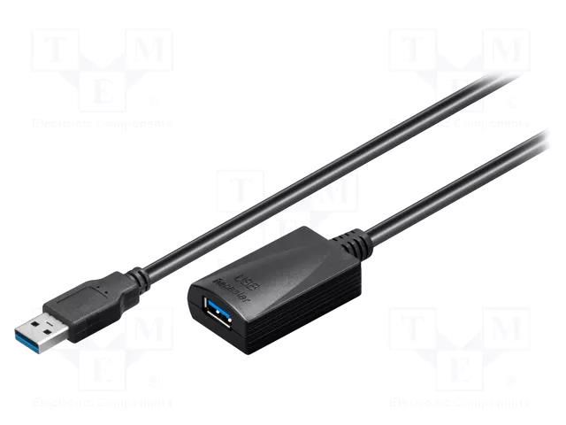 Cable; USB 3.0; USB A socket,USB A plug; 5m; black; 5Gbps; PVC Goobay A-USB3.0-EXTENDER