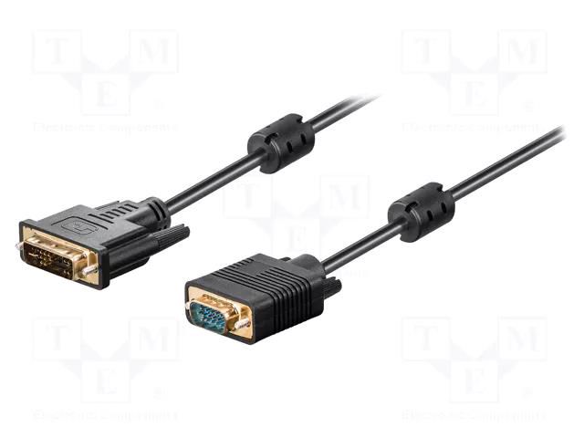 Cable; D-Sub 15pin HD plug,DVI-I (24+5) plug; 2m; black Goobay DVI-VGA/2G