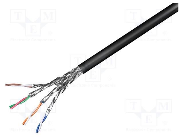 Wire; S/FTP; 4x2x23AWG; 6; outdoor; wire; CCA; PE; black; 100m Goobay S/FTP6-SCCA-100-O