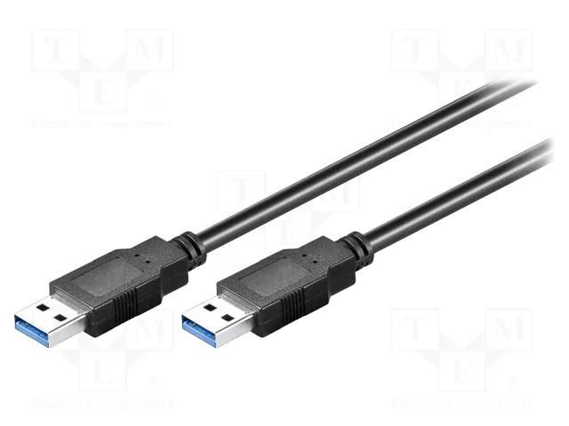 Cable; crossover,USB 3.0; USB A plug,both sides; 1m; black; 5Gbps Goobay USB3.0-AA/1