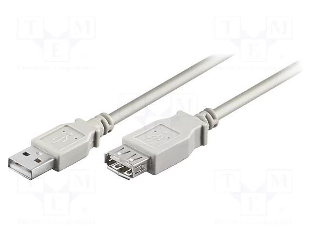 Cable; USB 2.0; USB A socket,USB A plug; 0.6m; grey; Core: Cu; PVC Goobay USB-EXT/0.6