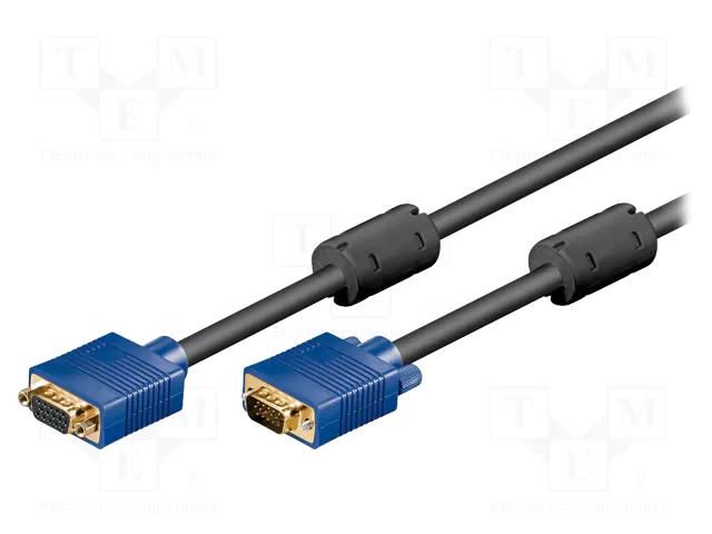Cable; D-Sub 15pin HD socket,D-Sub 15pin HD plug; 3m; black Goobay VGAM/F-030G