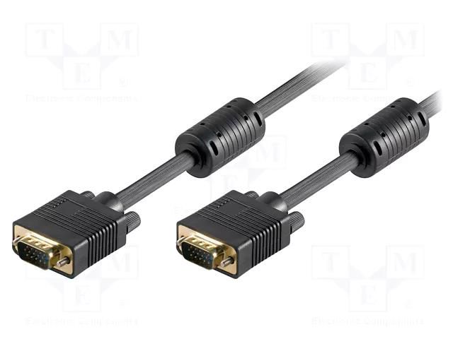 Cable; D-Sub 15pin HD plug,both sides; black; 15m; black Goobay VGAM-150-BK