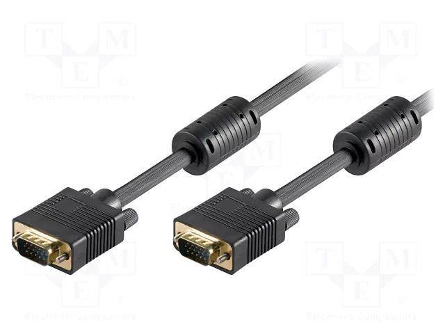 Cable; D-Sub 15pin HD plug,both sides; black; 15m GOOBAY VGAM-150-BK