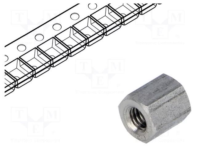 Screwed spacer sleeve; 8mm; Int.thread: M4; hexagonal DREMEC TFF-M4X8/DR146