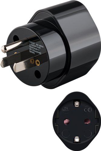 Travel Adapter Europe to USA/Japan, black - for connecting devices from Europe (Type F) to sockets in USA/Japan (Type B) 45354