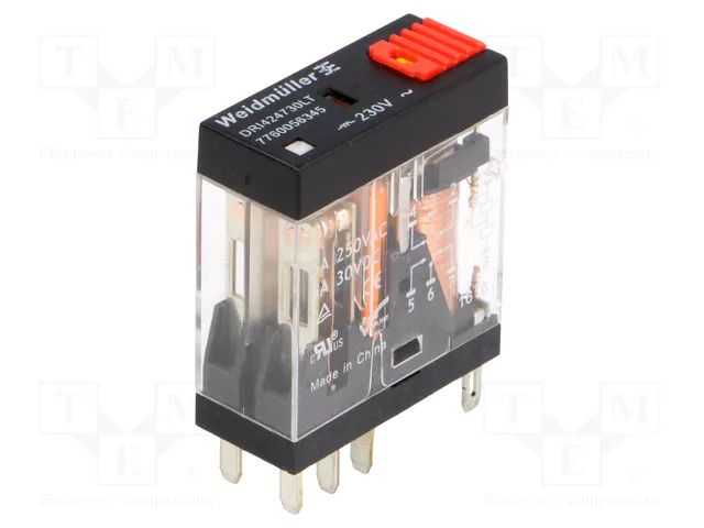 Relay: electromagnetic; DPDT; Ucoil: 230VAC; Icontacts max: 5A WEIDMÜLLER DRI424730LT