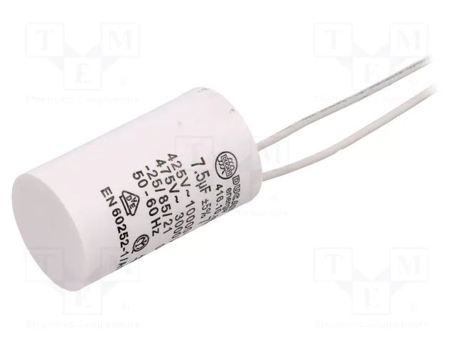 Capacitor: polypropylene; motors, run; 7.5uF; 425VAC; Ø32x55mm DUCATI ENERGIA 4.16.10.89.06