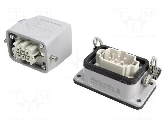 Connector: HDC; male + female; HE; PIN: 6; 24A; 500V; 6+PE; size 3 WEIDMÜLLER KIT-HE06.100M