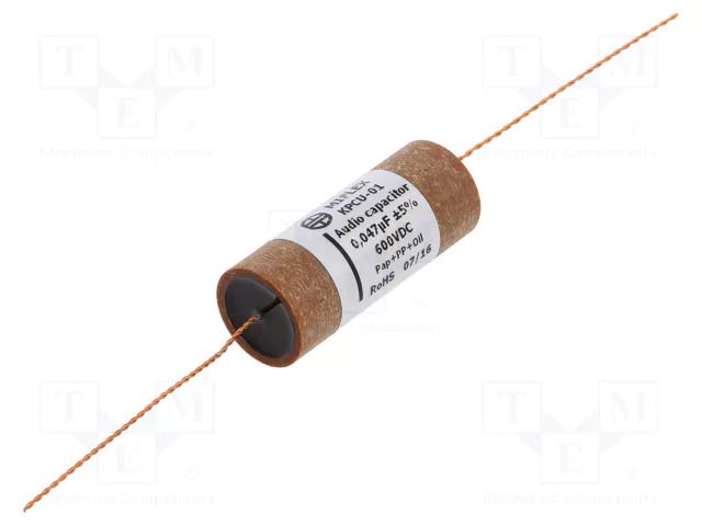 Capacitor: copper-polypropylene-paper; 0.047uF; 600VDC; ±5%; THT MIFLEX KPCU01-0.047U/600