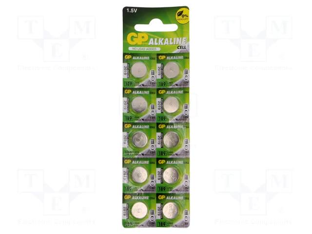 Battery: alkaline; LR1130,LR54,coin; 1.5V; non-rechargeable GP BAT-AG10/GP-B10