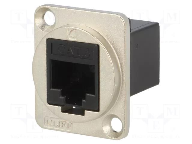 Coupler; FT; Cat: 6; 8p8c; RJ45 socket,both sides; 19x24mm; metal CLIFF CP30222M